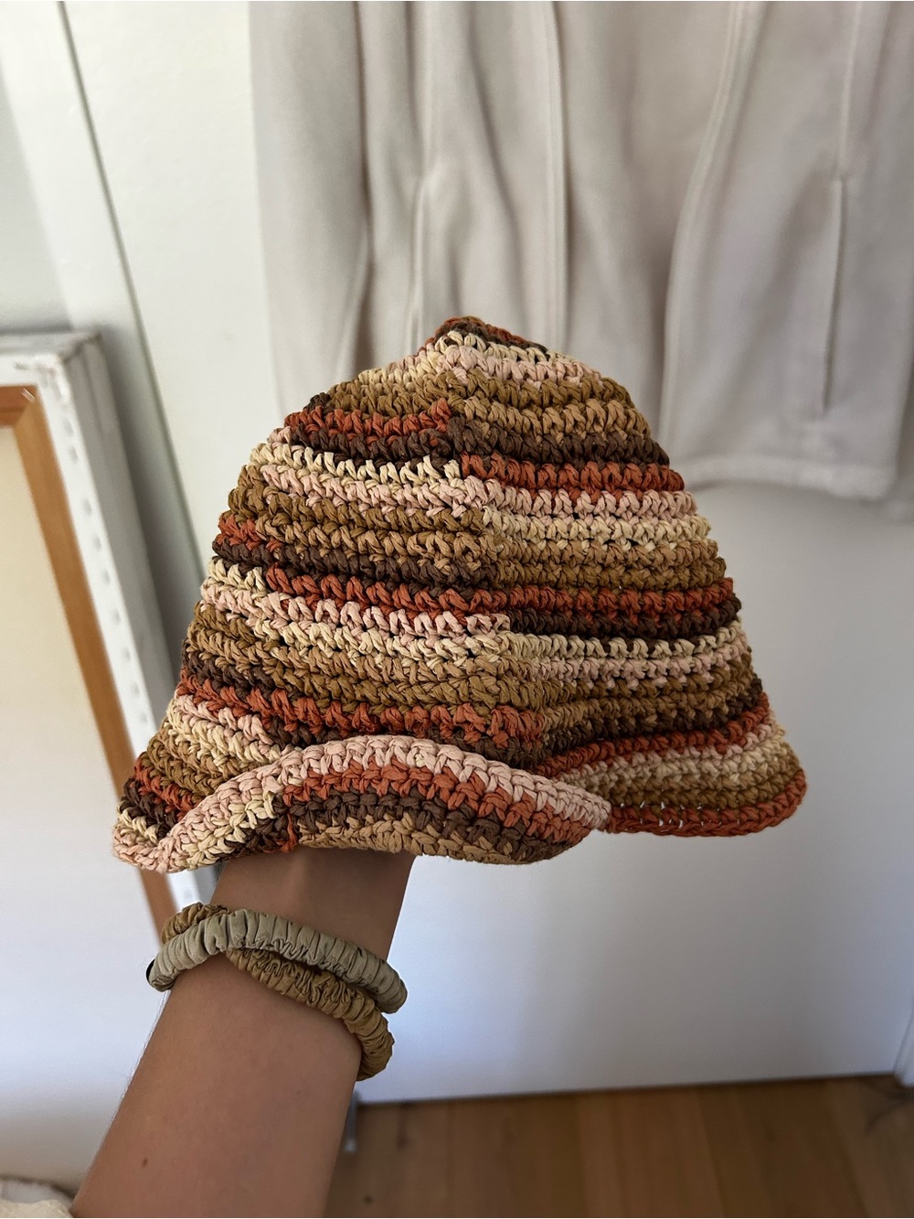 L Space Crochet bucket Hat in Earth Tone Stripes